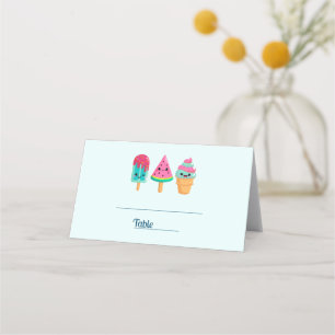 Yummy Ice Cream Trio Summer Vibe Place Card