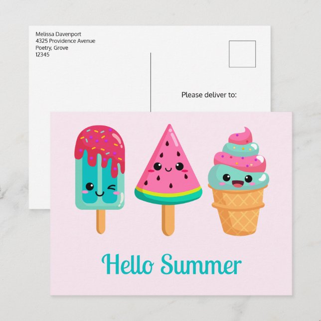 Yummy Ice Cream Trio Summer Vibe Postcard (Front/Back)