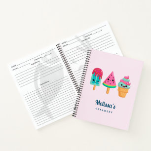 Yummy Ice Cream Trio Summer Vibe Recipe Notebook