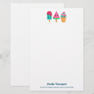 Yummy Ice Cream Trio Summer Vibe Stationery