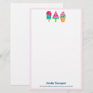 Yummy Ice Cream Trio Summer Vibe Stationery