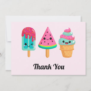Yummy Ice Cream Trio Summer Vibe Thank You Card
