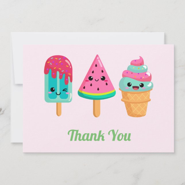 Yummy Ice Cream Trio Summer Vibe Thank You Card (Front)