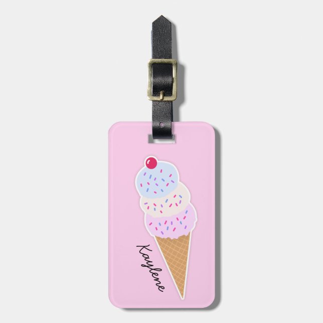 Yummy Icecream Cone Personalised Luggage Tag (Front Vertical)