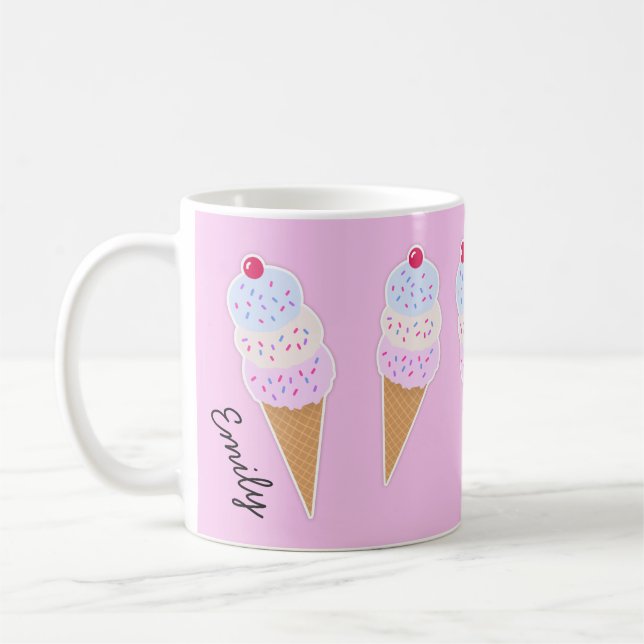 Yummy Icecream Cone Personalised Mug (Left)