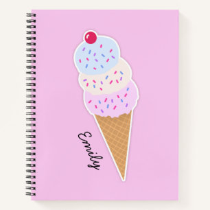 Yummy Icecream Cone Personalised Spiral Notebook