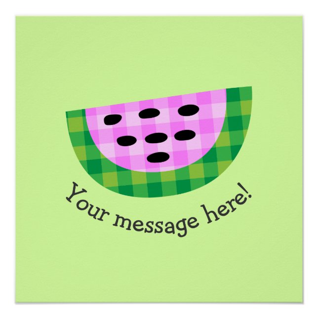 Yummy Neon Plaid Watermelon Slice Icon Poster (Front)