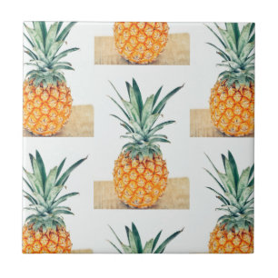 Yummy Pale Pastel Pineapple Print Fruit Tile