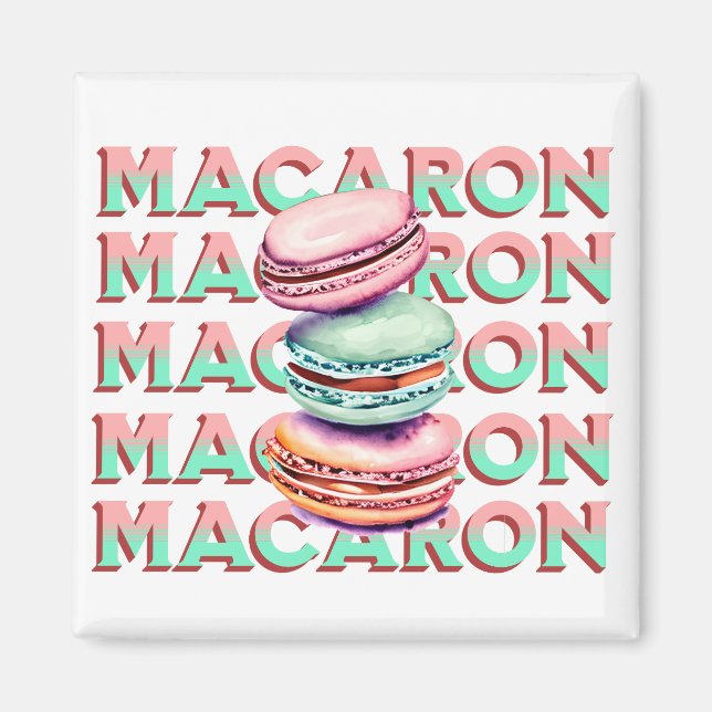 Yummy Pastel Macaron Cookies with Vintage Vibe Magnet (Front)