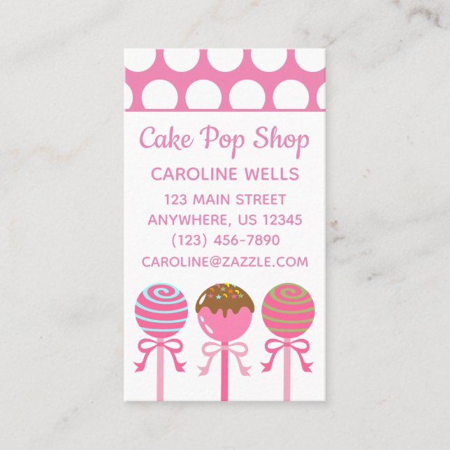 Yummy Pink Cake Pops Business Calling Cards (Front)