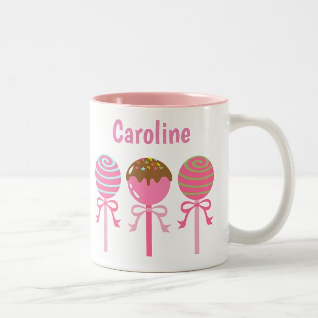 Yummy Pink Cake Pops Personalised Mug (Right)