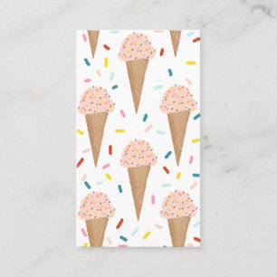Yummy pink ice cream cones business card