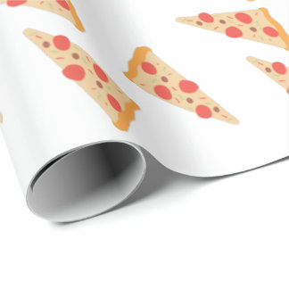 Yummy Pizza and Pepperoni Foodie Watercolor Patter Wrapping Paper