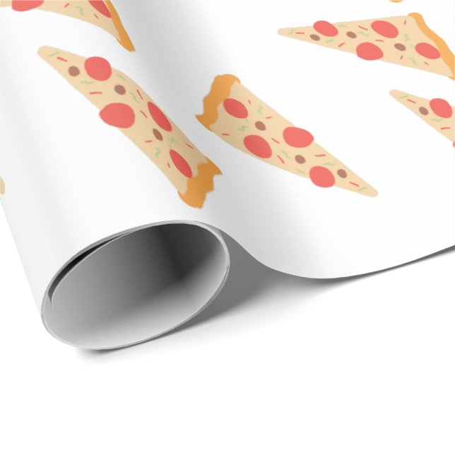 Yummy Pizza and Pepperoni Foodie Watercolor Patter Wrapping Paper (Roll Corner)