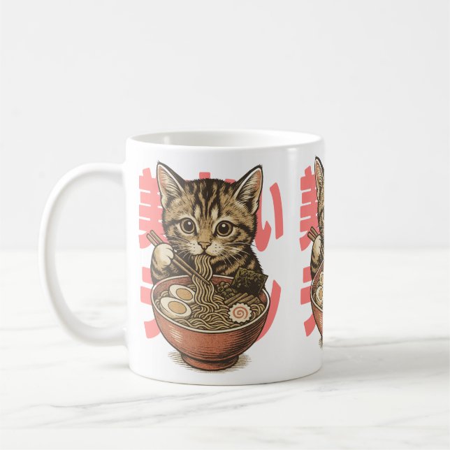 Yummy Ramen Kitten Coffee Mug (Left)