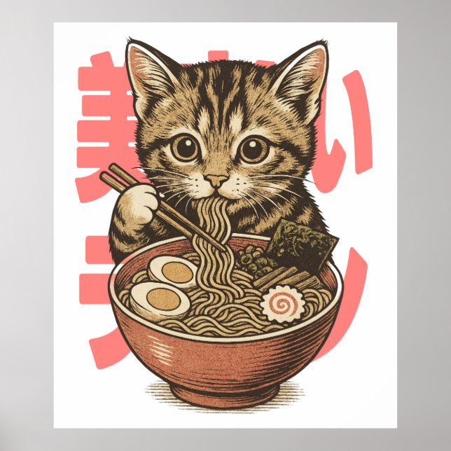 Yummy Ramen Kitten Matt Poster (Front)