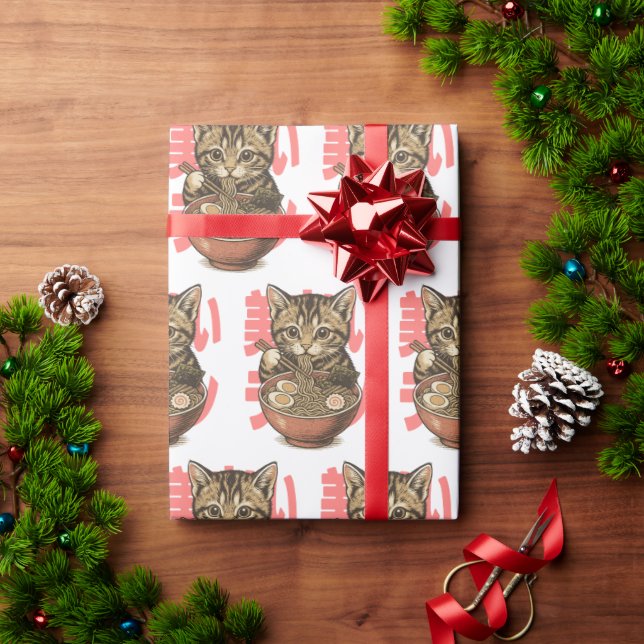 Yummy Ramen Kitten Wrapping Paper (Holiday Gift)