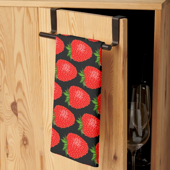 Yummy Red Strawberry World Funky Pattern Tea Towel (Thirds Fold)