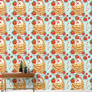Yummy Retro Mid-Century Pancakes Breakfast  Wallpaper