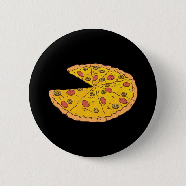 Yummy Sliced Pizza Cartoon Design 6 Cm Round Badge (Front)