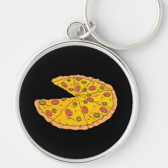 Yummy Sliced Pizza Cartoon Design Key Ring (Front)