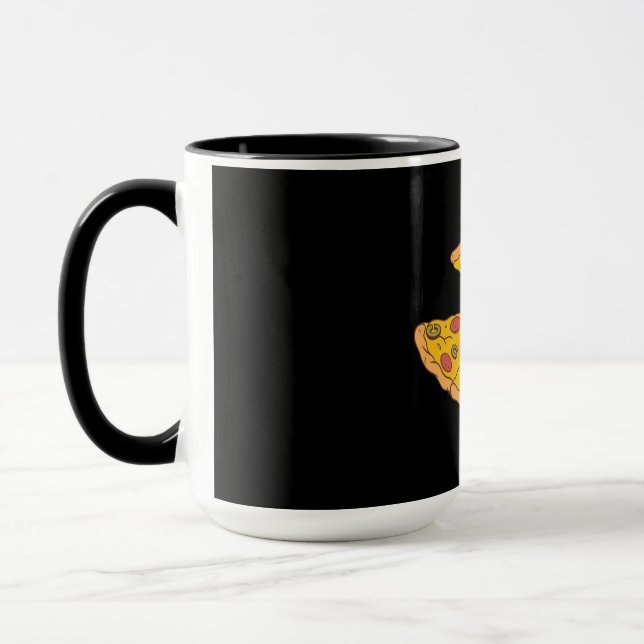 Yummy Sliced Pizza Cartoon Design Mug (Left)