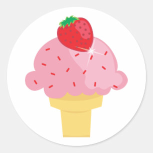 Yummy Strawberry Ice Cream Cone Stickers