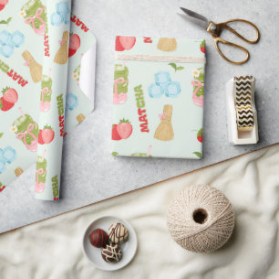 Yummy Strawberry Matcha with Ribbon Wrapping Paper