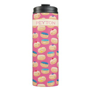 Yummy Sufganiyot Jelly Doughnuts Hanukkah Pattern Thermal Tumbler