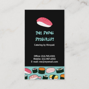 Yummy Sushi Fun Illustrated Pattern Business Card