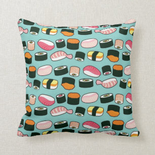 Yummy Sushi Fun Illustrated Pattern Cushion
