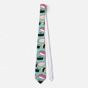 Yummy Sushi Fun Illustrated Pattern Tie