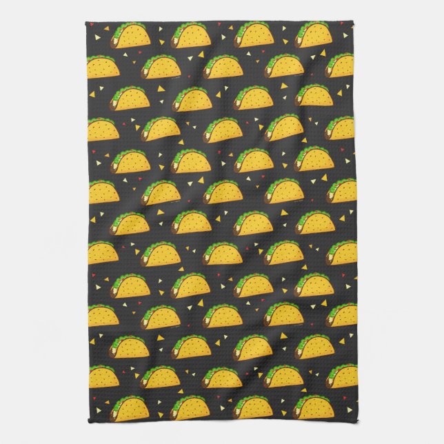 Yummy Taco Pattern Tea Towel (Vertical)
