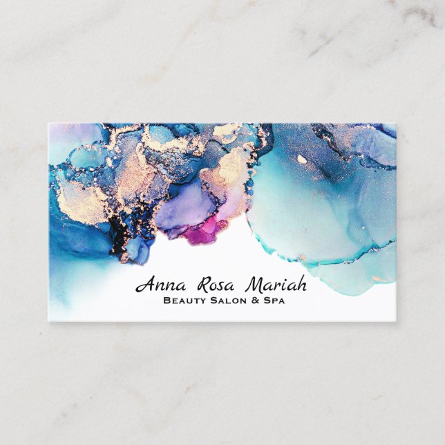 *~* Yummy Teal Turquoise Gold AP29 Gilded Bold Business Card (Front)