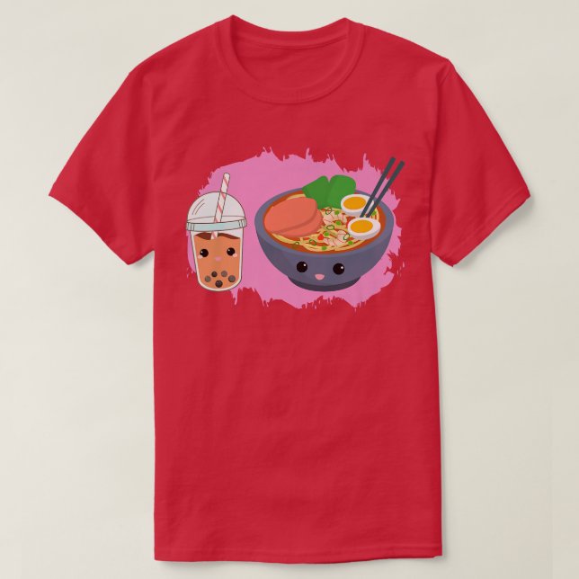 Yummy Tshirt Ramen Noodles Bowl And Boba Bubble Te (Design Front)
