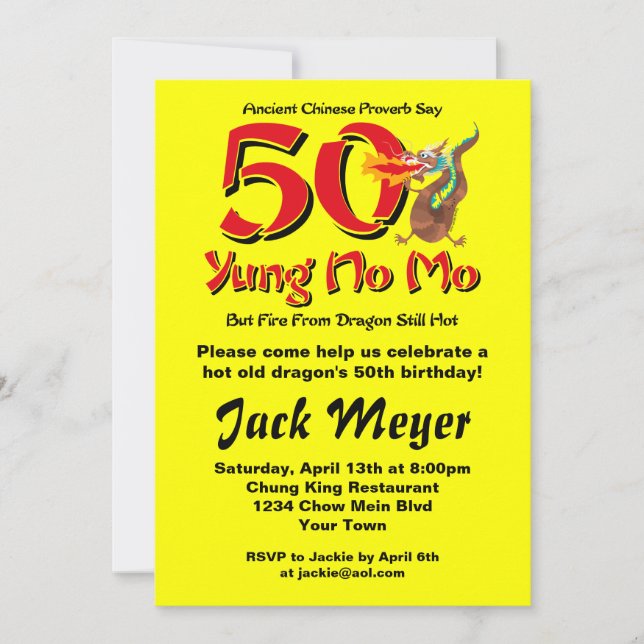 Yung No Mo 50th Birthday Invitation (Front)