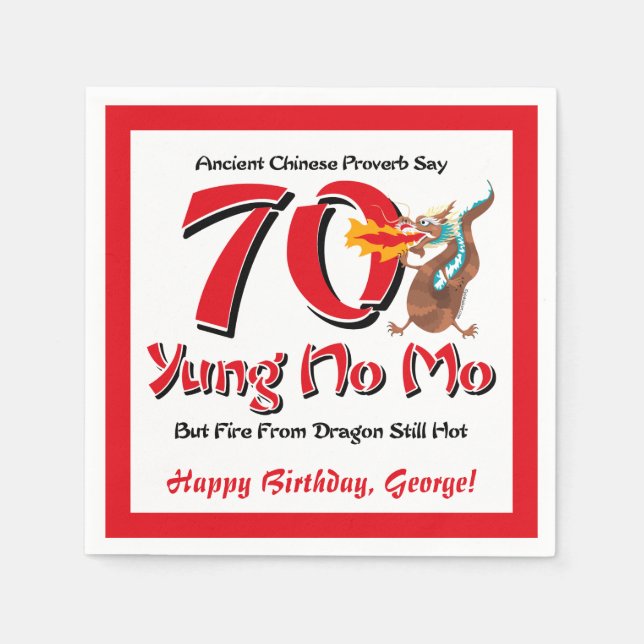 Yung No Mo 70th Birthday Napkin (Front)