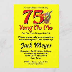 Yung No Mo 75th Birthday Invitation