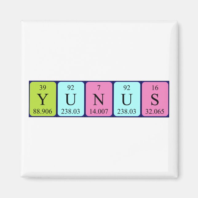 Yunus periodic table name magnet (Front)