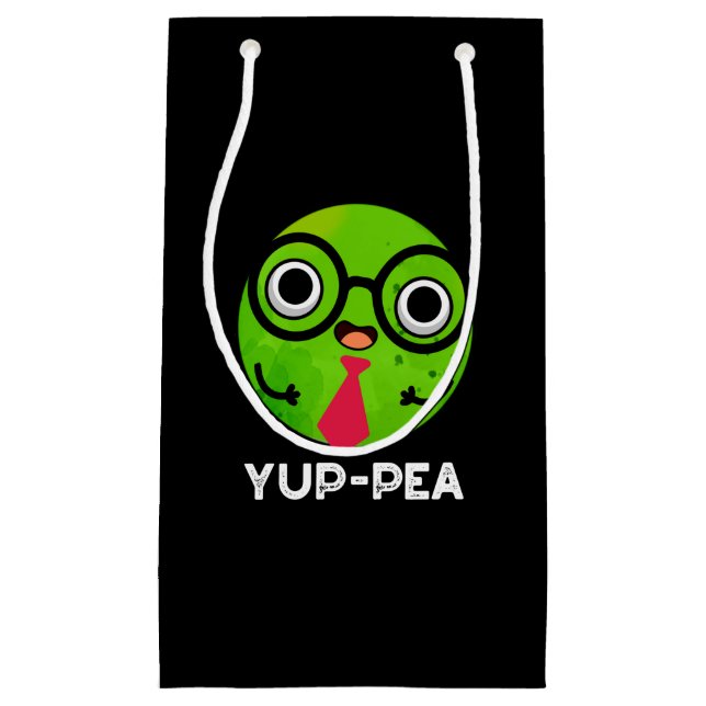 Yup-pea Funny Yuppie Veggie Pea Pun Dark BG Small Gift Bag (Front)