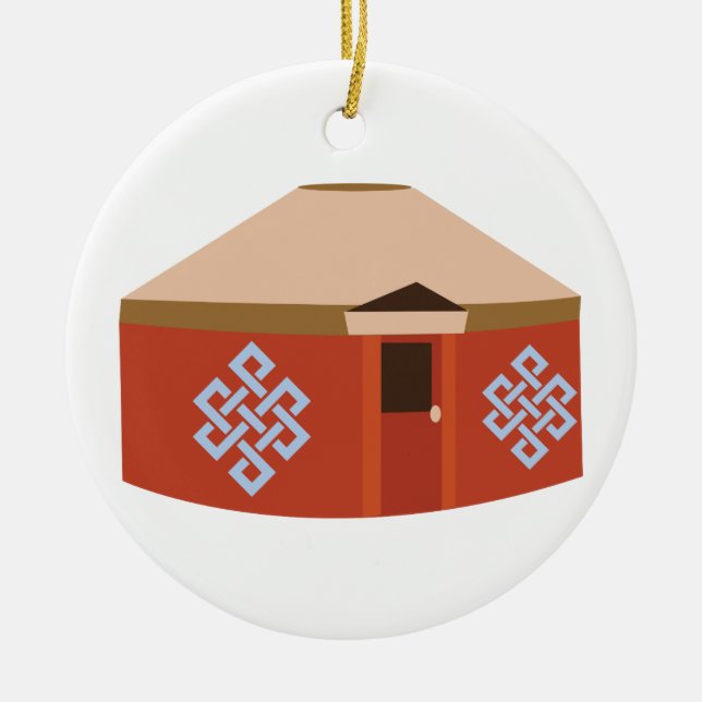 Yurt Ceramic Tree Decoration (Front)