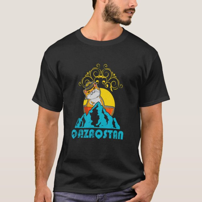 Yurta Republic of Kazakhstan Qazaqstan Kazakh flag T-Shirt (Front)