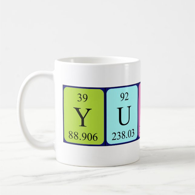 Yushin periodic table name mug (Left)
