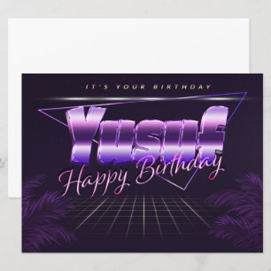 Yusuf Name Vorname lila retro Karte Geburtstag Card