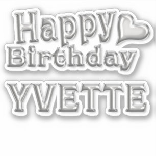 Yvette Happy Birthday silver Sticker