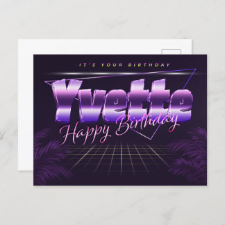 Yvette Name First name purple postcard birthday