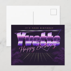 Yvette Name Vorname lila Postkarte Geburtstag Postcard