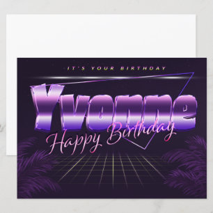 Yvonne Name First name purla retro card Birthday