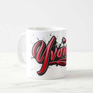 Yvonne red Heart Graffiti Tasse Kaffeetasse Coffee Mug