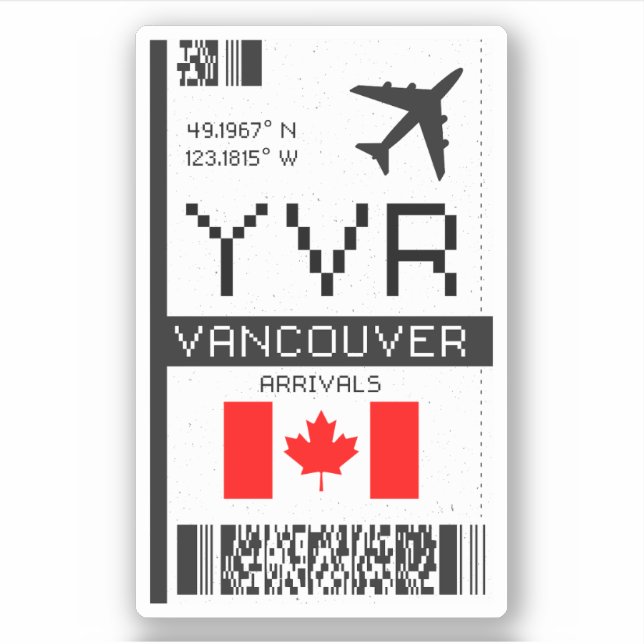 YVR Vancouver, Canada Airport Boarding Pass (Front)